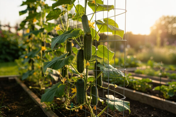 Growing Cucumbers Vertically: Trellis, Training, and Harvest Guide