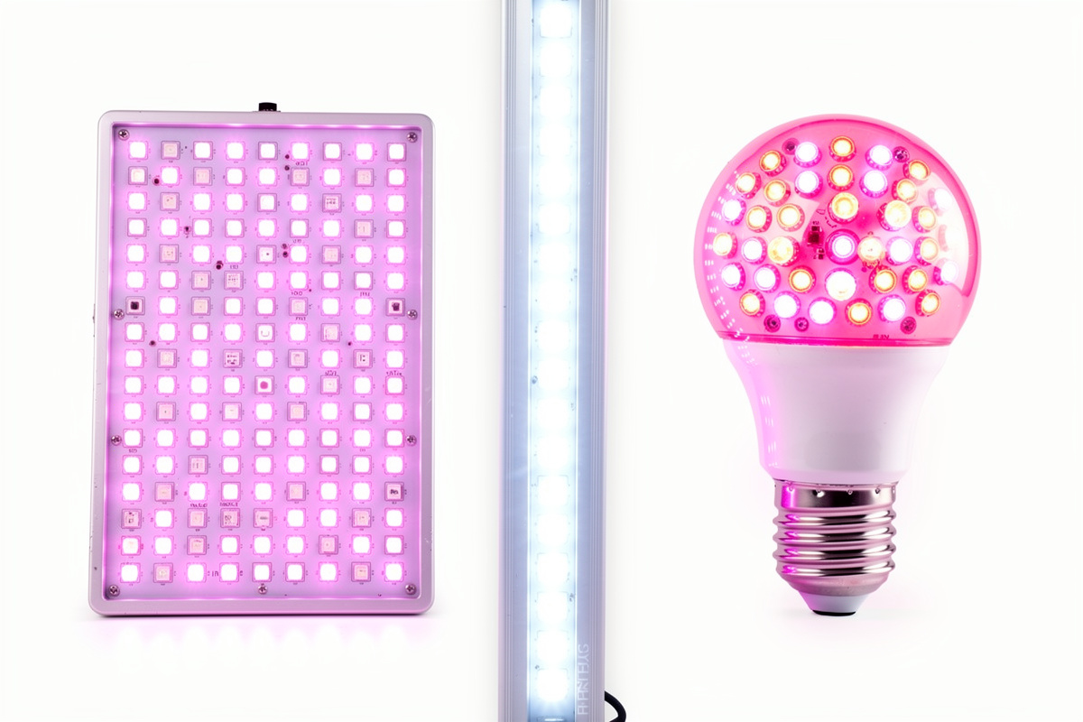 Different types of LED grow lights compared side by side