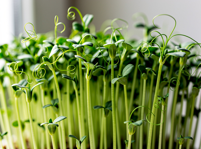 Pea shoots at 4 inch height