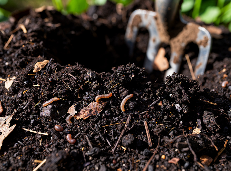 Finished dark crumbly compost