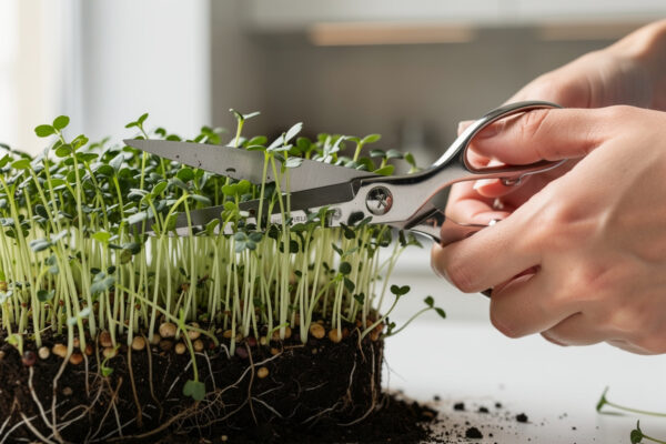 Microgreens Harvest: Cut, Wash, Store