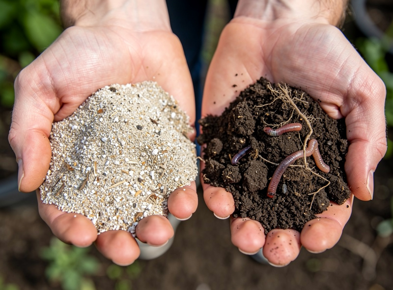 Potting soil with perlite versus heavy garden soil