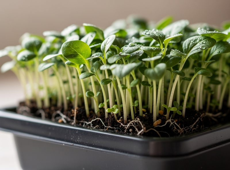 Microgreens with true leaves ready to harvest