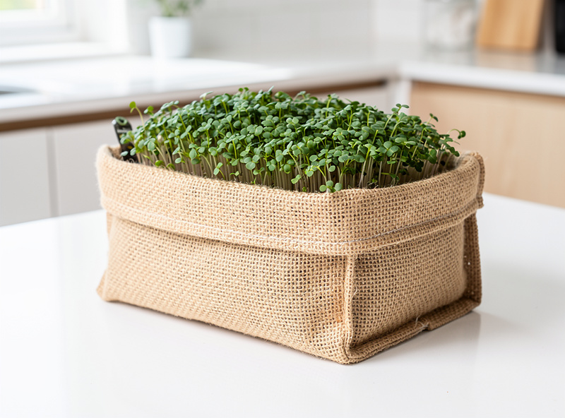 Sprouting tray with hemp bag liner, no soil required