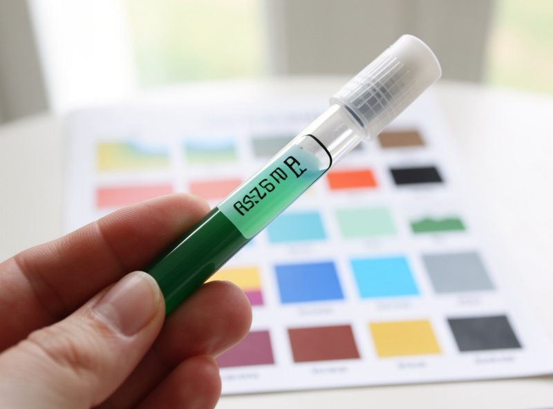 Soil pH test tube showing a color result held against a printed comparison chart