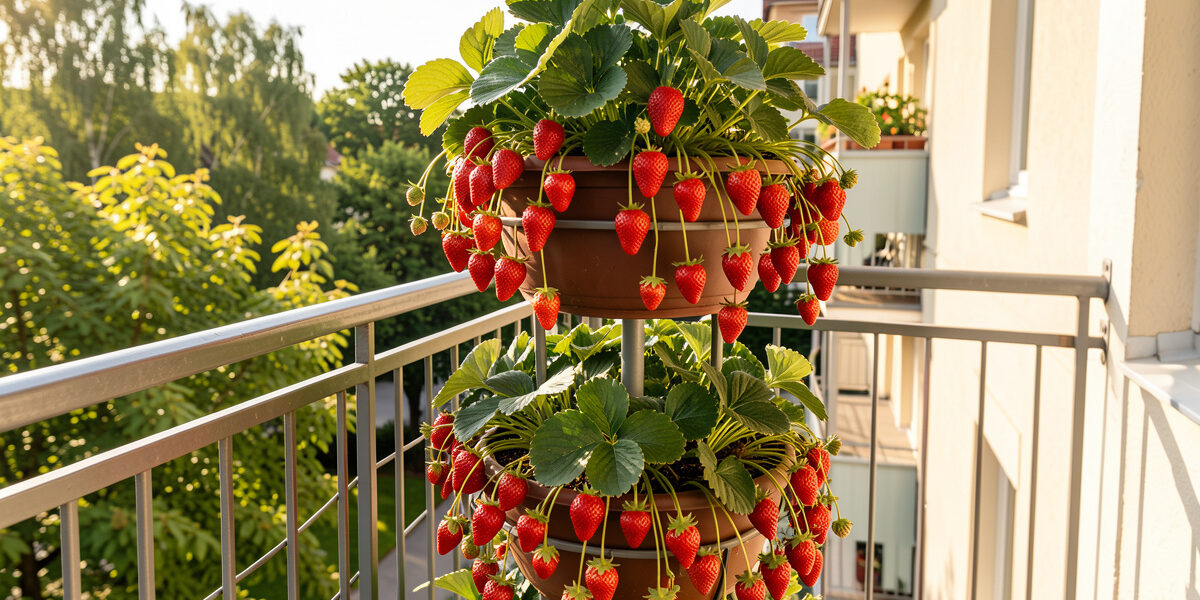 Growing Strawberries in Pots on a Balcony