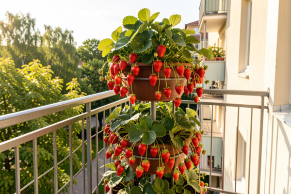 Growing Strawberries in Pots on a Balcony