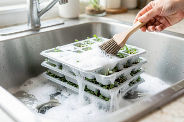 How to Clean and Sterilize Microgreen Trays Between Sowings